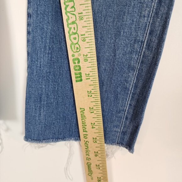 Madewell The High Rise Slim Crop Boyjean Distressed Denim Raw Hem Jeans sz 28 - Picture 7 of 11